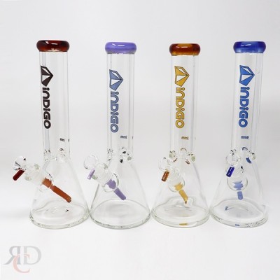 WATER PIPE INDIGO 9MM BEAKER WITH DOUBLE FIRE POLISH WP3575 1CT